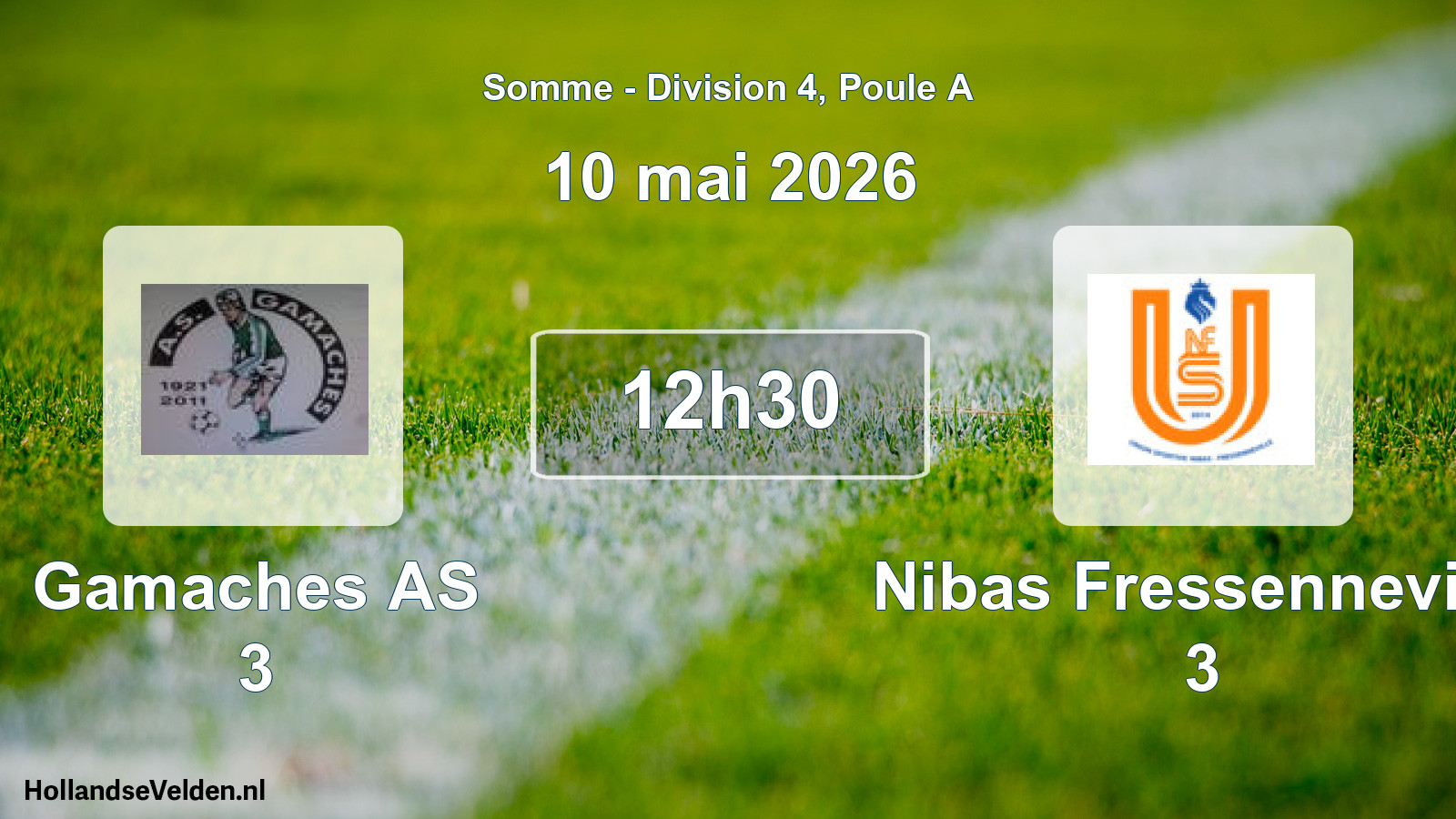 Match programmé: Gamaches AS 3 - Nibas Fressenneville 3 (10 mai 2026)