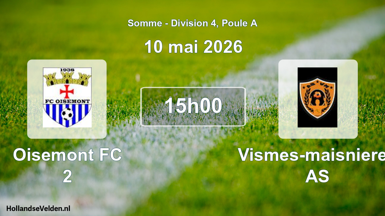Match programmé: Oisemont FC 2 - Vismes-maisnieres AS (10 mai 2026)
