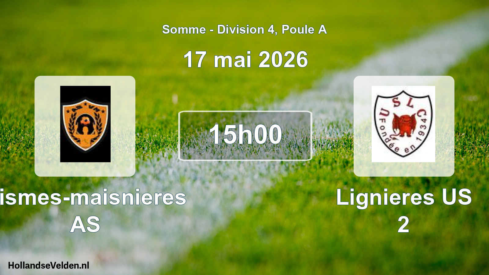 Match programmé: Vismes-maisnieres AS - Lignieres US 2 (17 mai 2026)