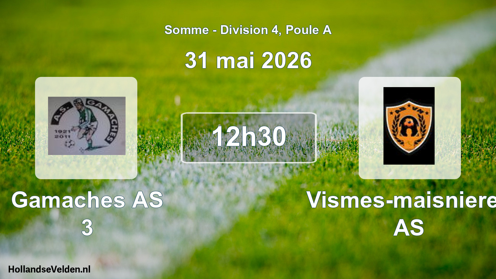 Match programmé: Gamaches AS 3 - Vismes-maisnieres AS (31 mai 2026)