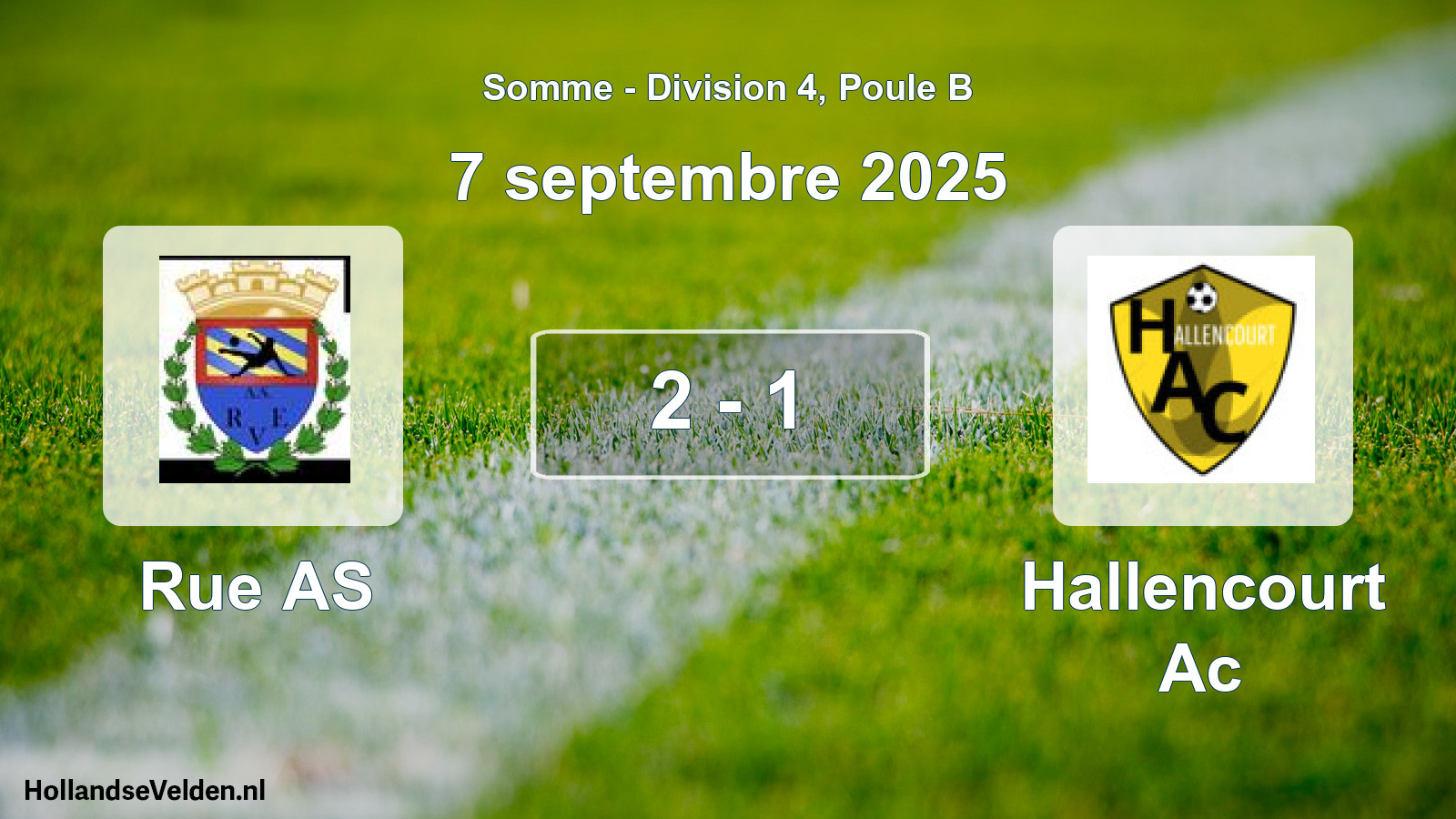 Match joué: Rue AS - Hallencourt Ac 2 - 1 (7 septembre 2025)
