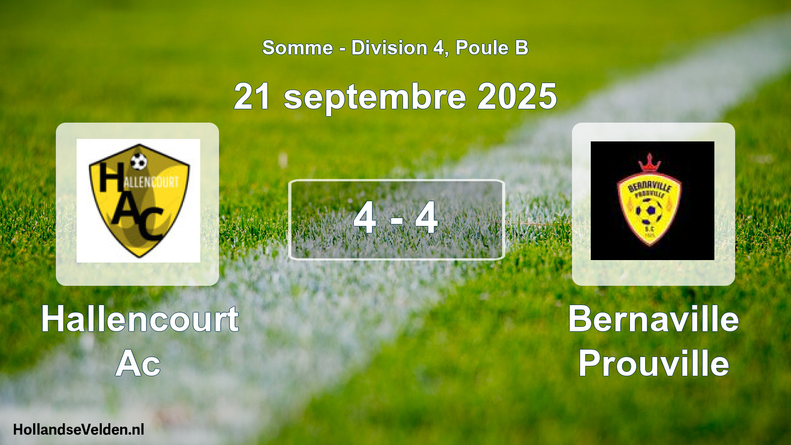 Match joué: Hallencourt Ac - Bernaville Prouville 4 - 4 (21 septembre 2025)