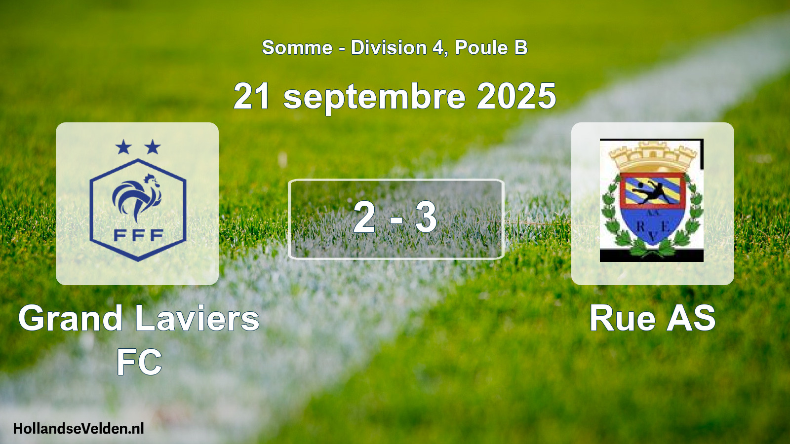 Match joué: Grand Laviers FC - Rue AS 2 - 3 (21 septembre 2025)