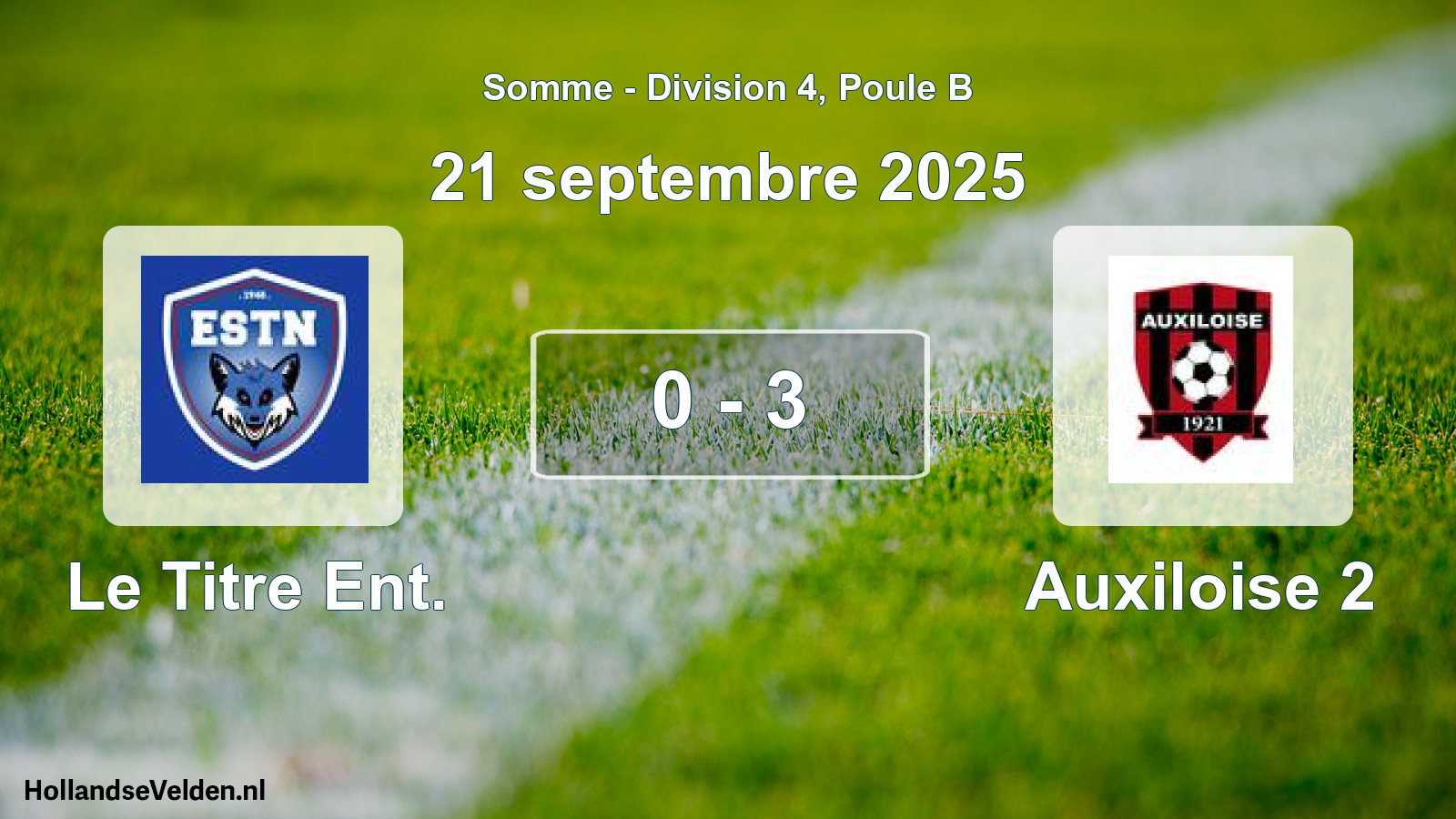 Total number of matches played: Le Titre Ent. - Auxiloise 2 0 - 3 (21 September 2025)