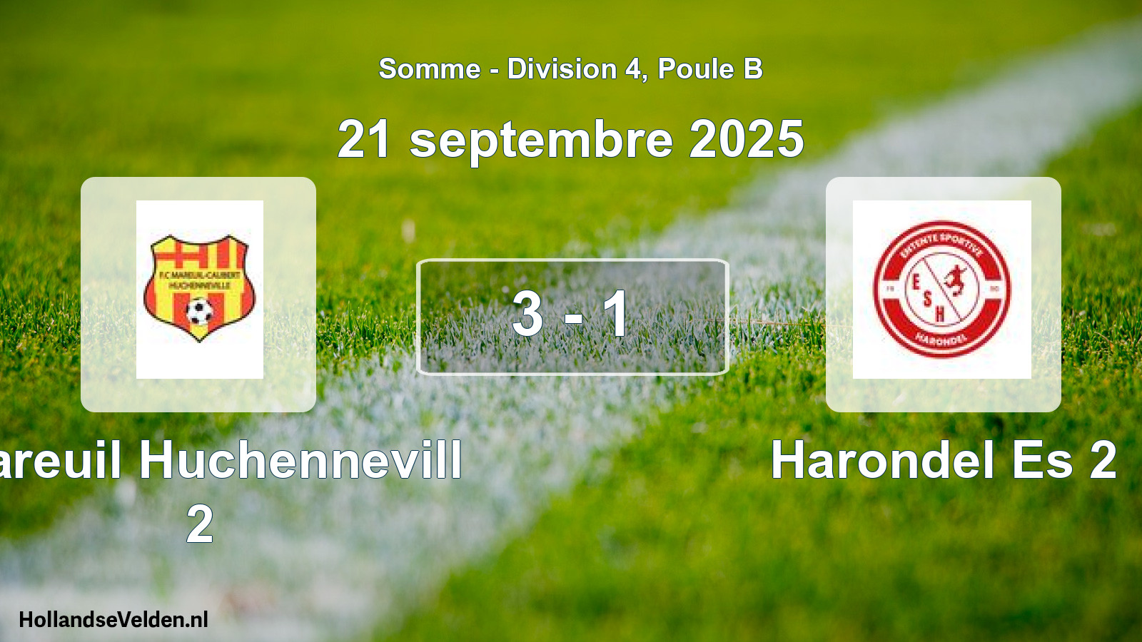 Match joué: Mareuil Huchennevill 2 - Harondel Es 2 3 - 1 (21 septembre 2025)