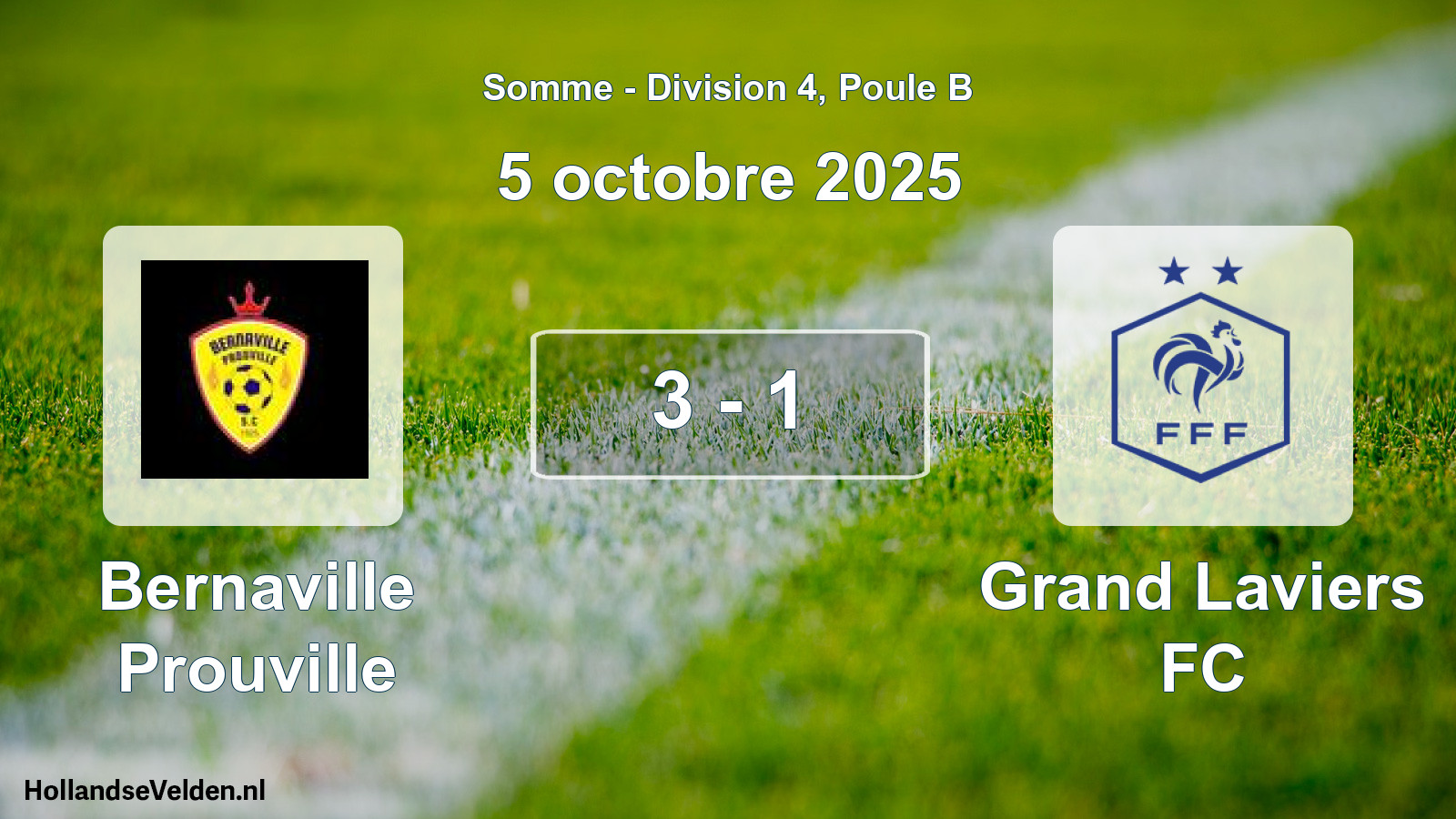 Match joué: Bernaville Prouville - Grand Laviers FC 3 - 1 (5 octobre 2025)
