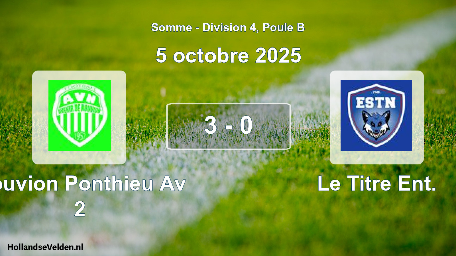 Match joué: Nouvion Ponthieu Av 2 - Le Titre Ent. 3 - 0 (5 octobre 2025)