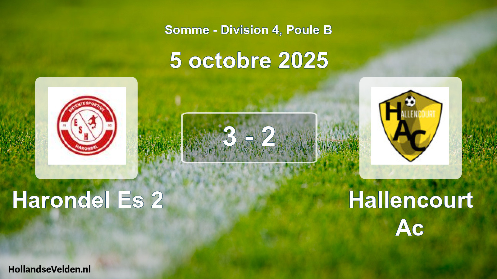 Match joué: Harondel Es 2 - Hallencourt Ac 3 - 2 (5 octobre 2025)