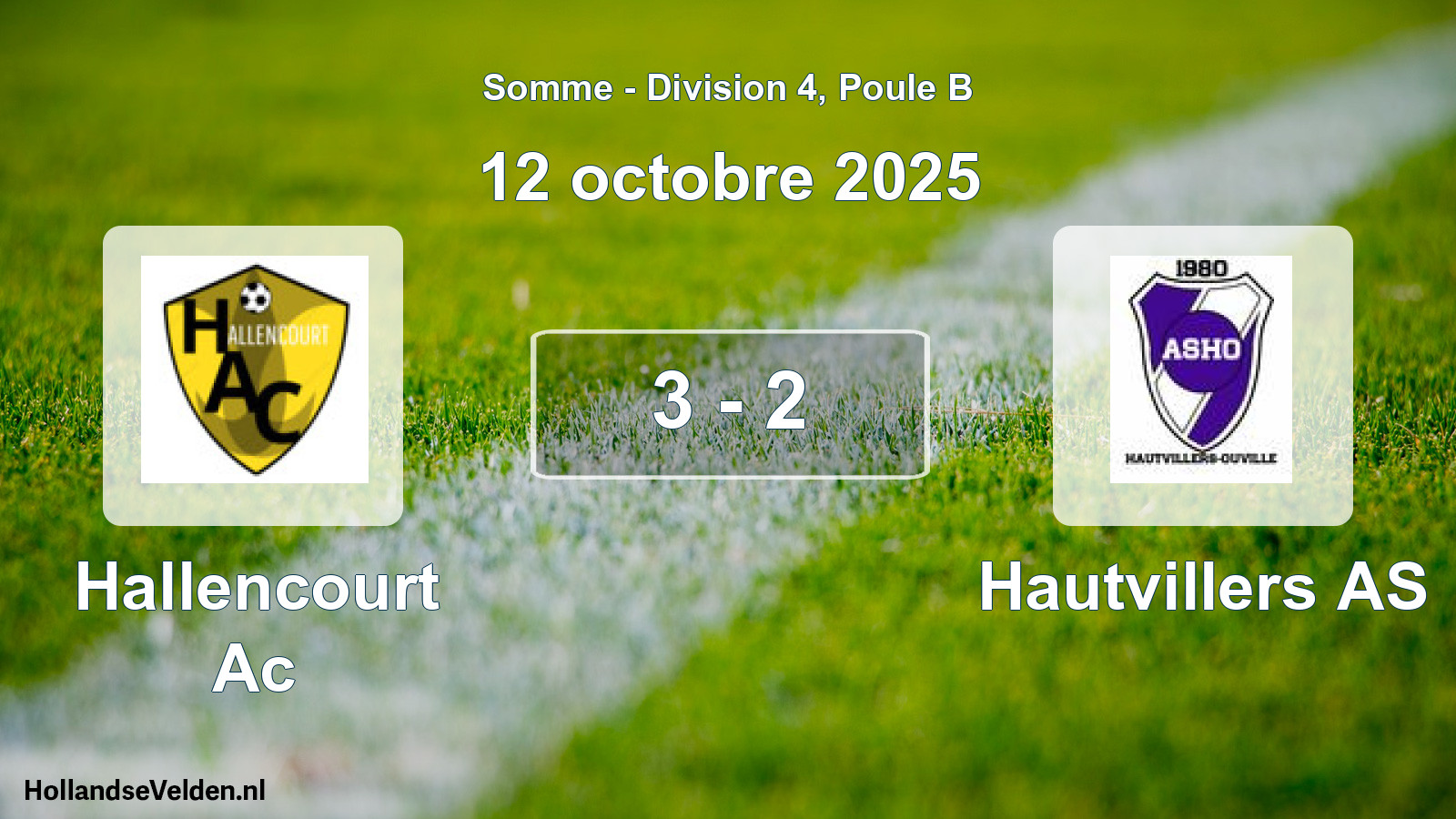 Match joué: Hallencourt Ac - Hautvillers AS 3 - 2 (12 octobre 2025)
