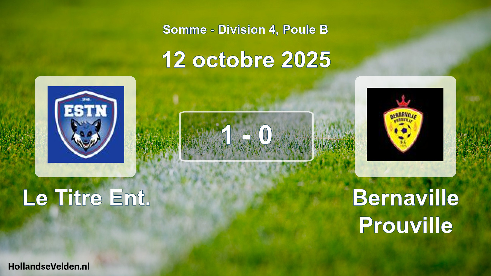 Match joué: Le Titre Ent. - Bernaville Prouville 1 - 0 (12 octobre 2025)