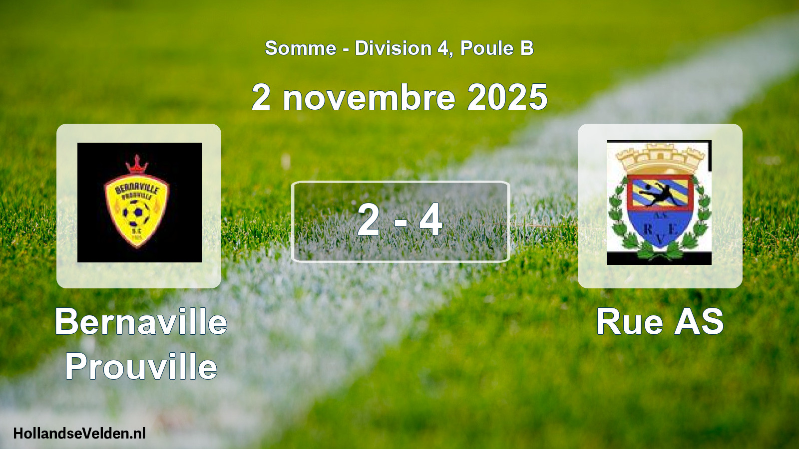 Match joué: Bernaville Prouville - Rue AS 2 - 4 (2 novembre 2025)