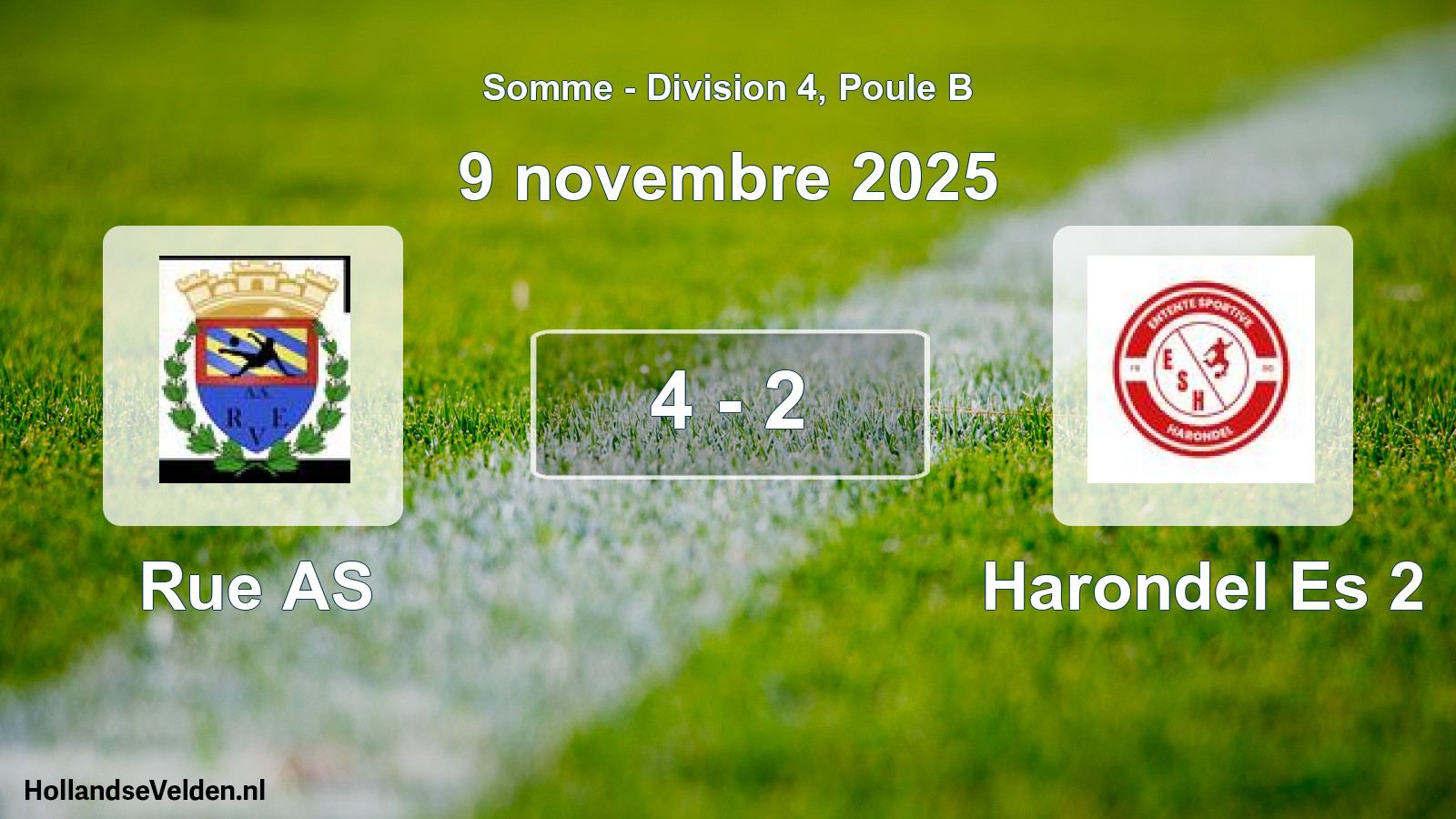 Match joué: Rue AS - Harondel Es 2 4 - 2 (9 novembre 2025)