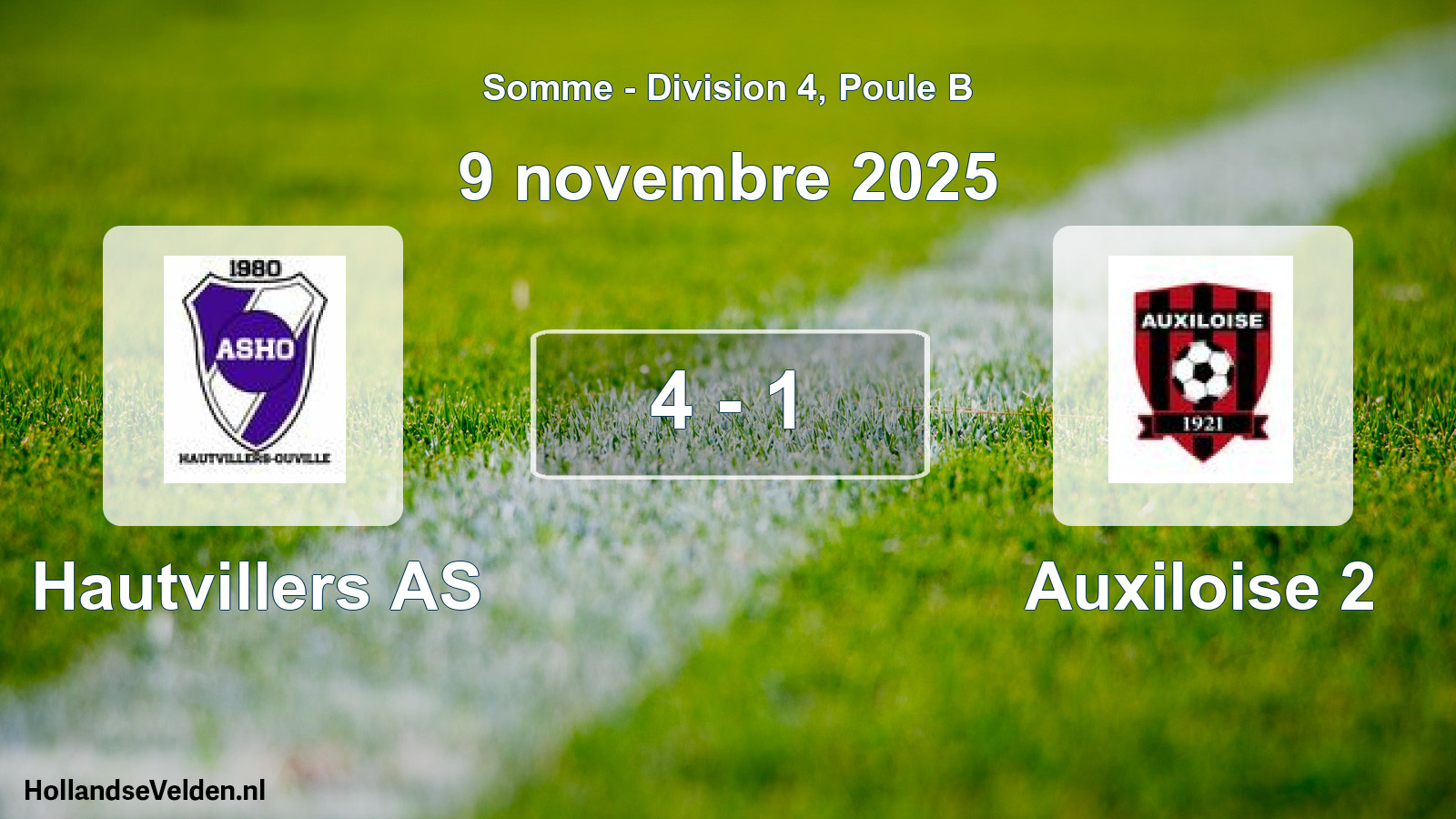 Match joué: Hautvillers AS - Auxiloise 2 4 - 1 (9 novembre 2025)