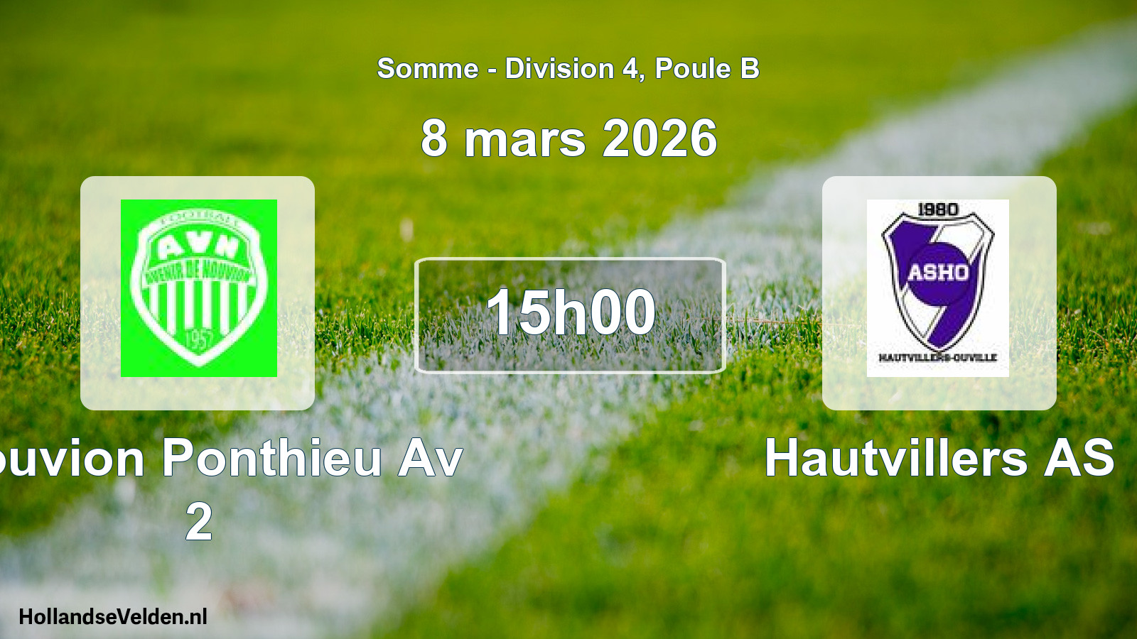 Match programmé: Nouvion Ponthieu Av 2 - Hautvillers AS (8 mars 2026)