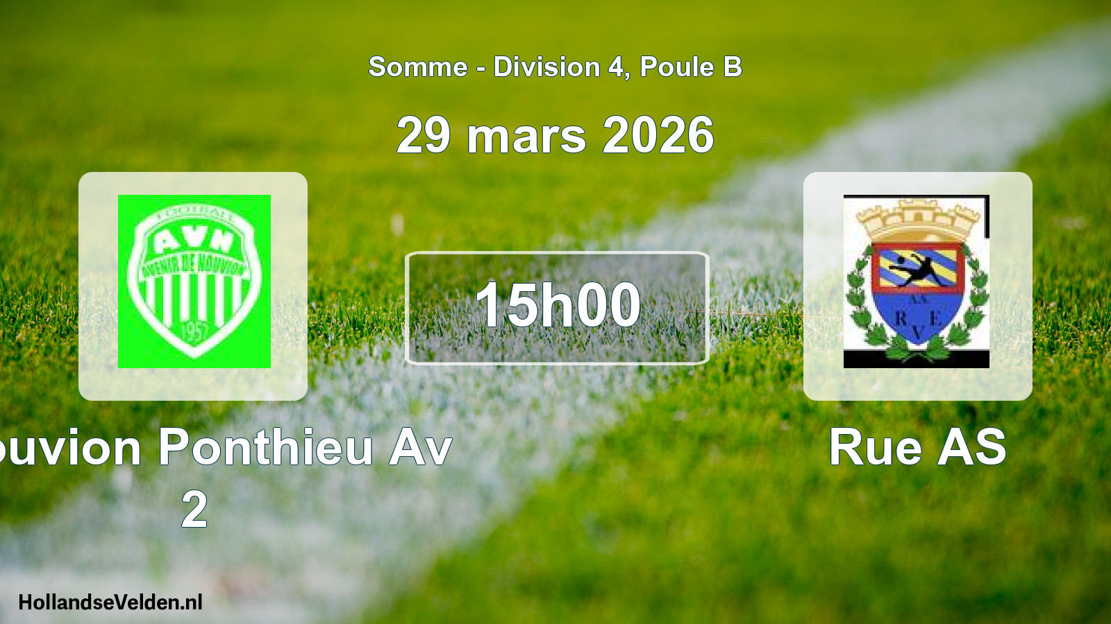 Match programmé: Nouvion Ponthieu Av 2 - Rue AS (29 mars 2026)