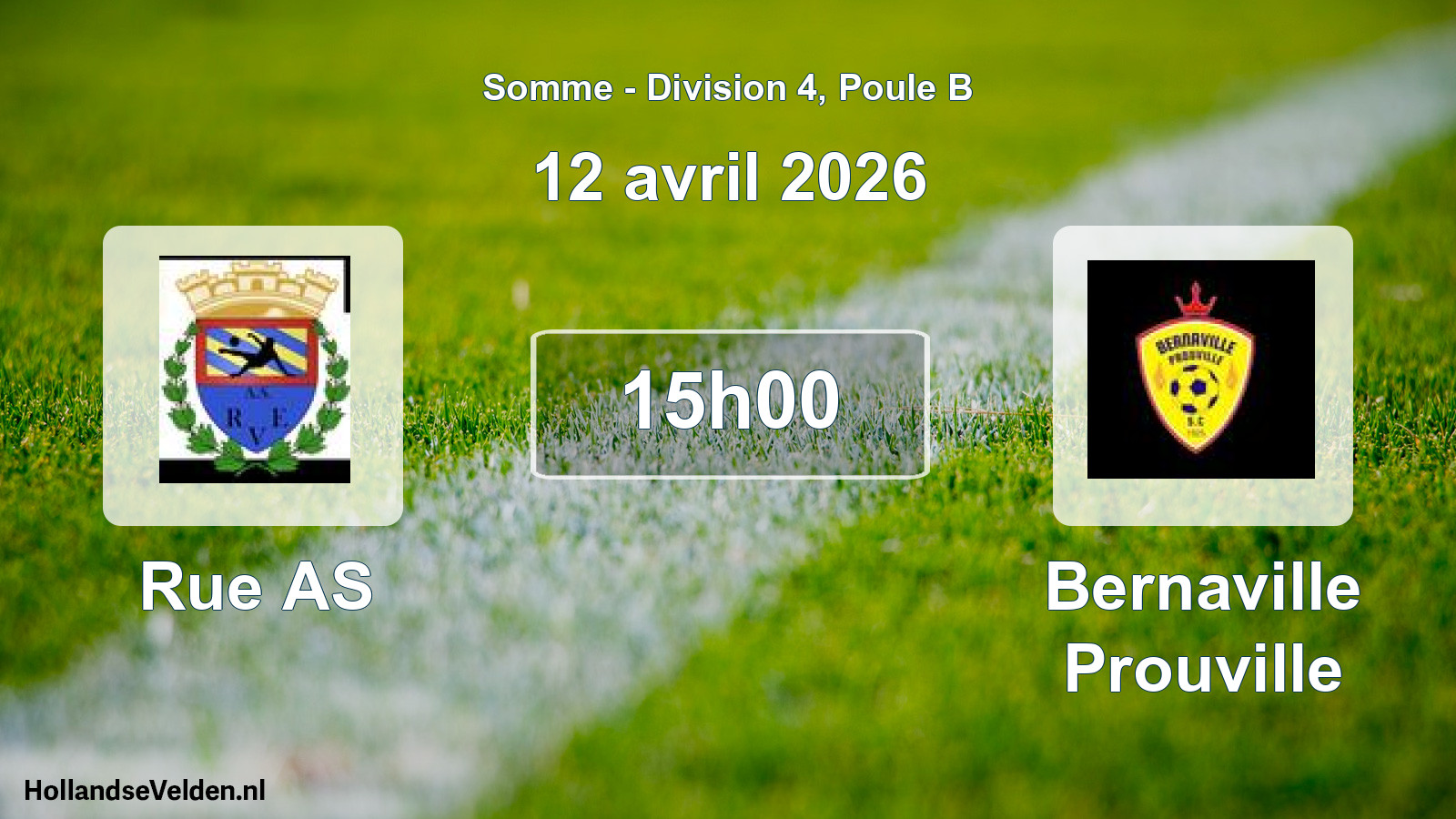 Match programmé: Rue AS - Bernaville Prouville (12 avril 2026)