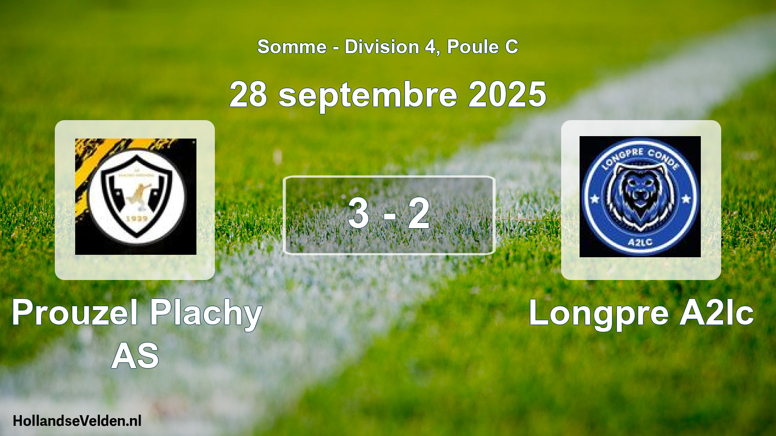 Match joué: Prouzel Plachy AS - Longpre A2lc 3 - 2 (28 septembre 2025)