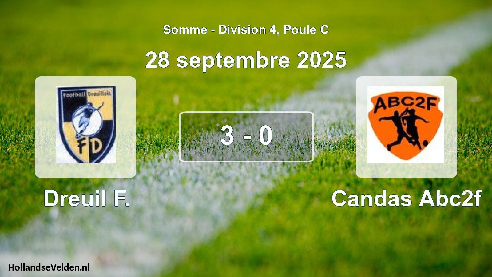 Gespeelde wedstrijd: Dreuil F. - Candas Abc2f 3 - 0 (28 september 2025)