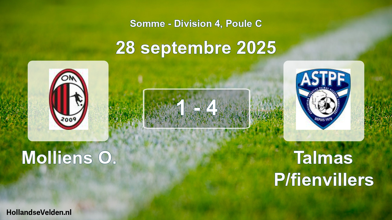 Match joué: Molliens O. - Talmas P/fienvillers 1 - 4 (28 septembre 2025)