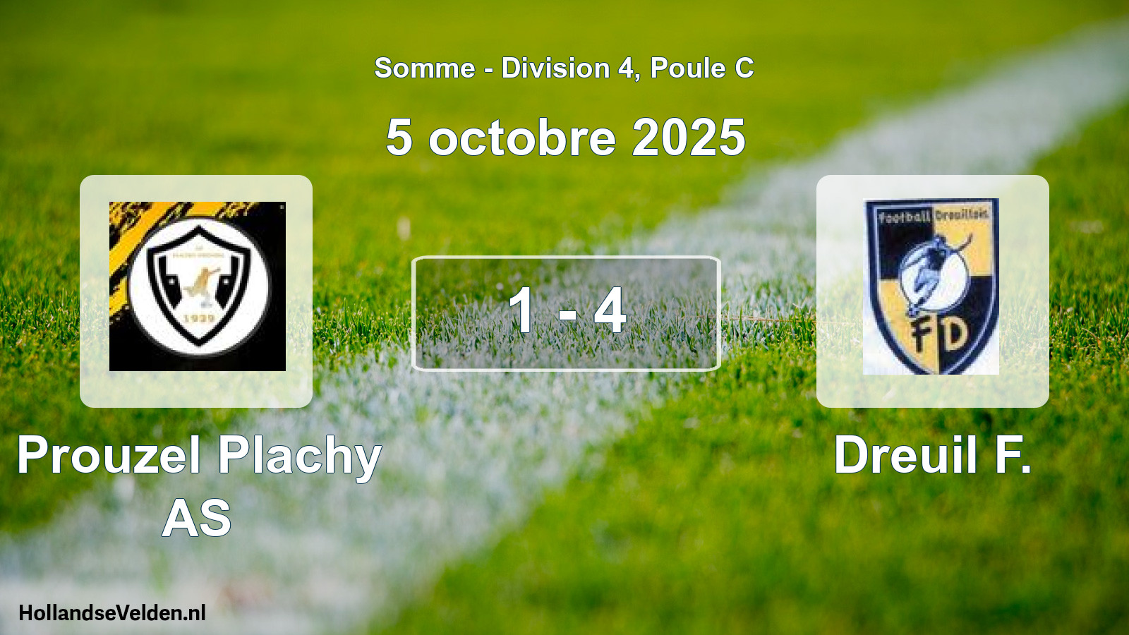 Match joué: Prouzel Plachy AS - Dreuil F. 1 - 4 (5 octobre 2025)