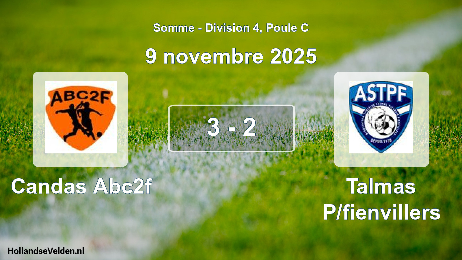 Match joué: Candas Abc2f - Talmas P/fienvillers 3 - 2 (9 novembre 2025)