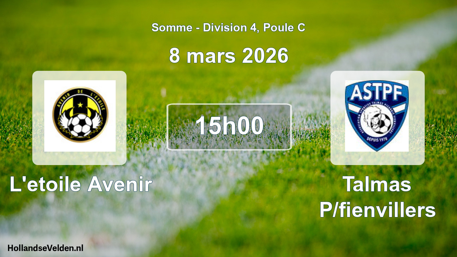 Match programmé: L'etoile Avenir - Talmas P/fienvillers (8 mars 2026)