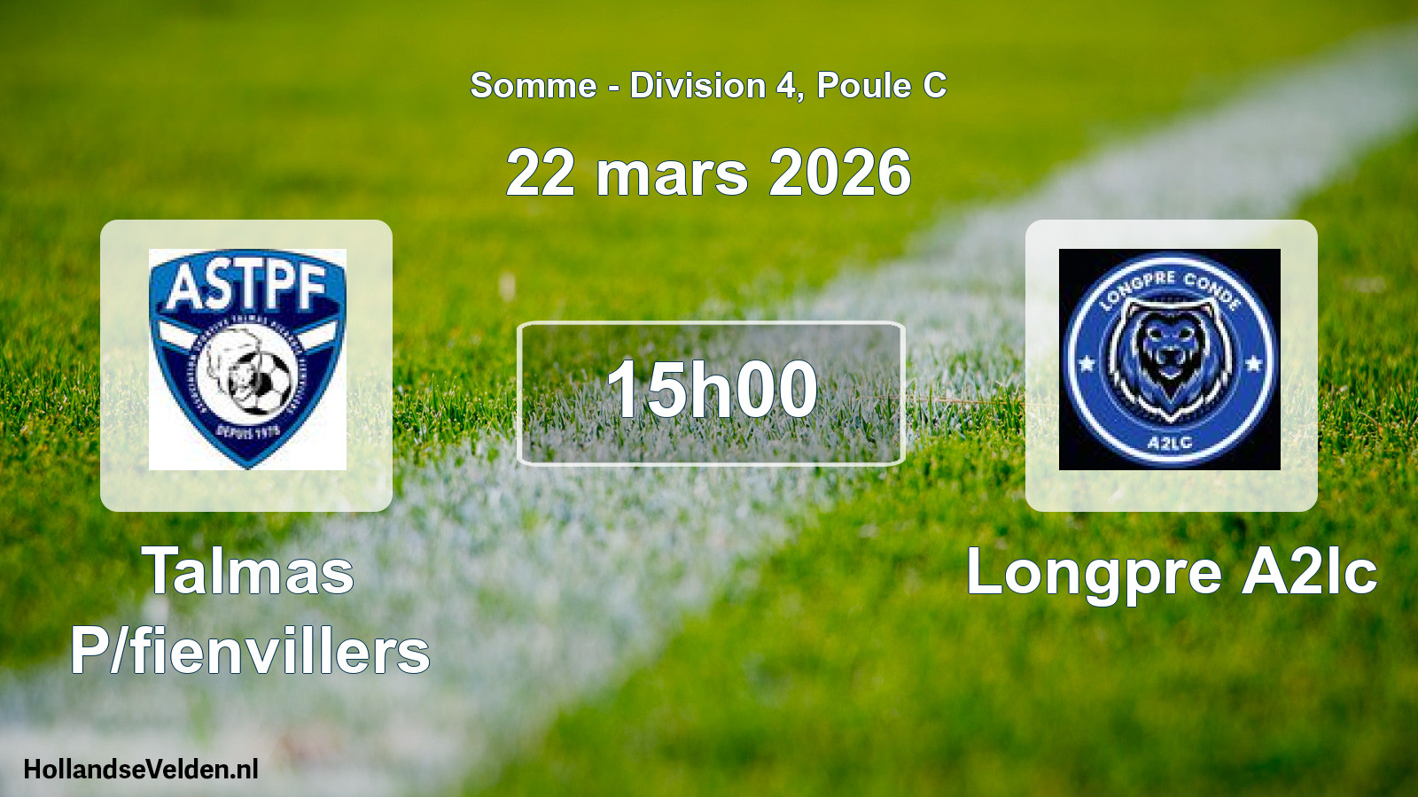 Match programmé: Talmas P/fienvillers - Longpre A2lc (22 mars 2026)