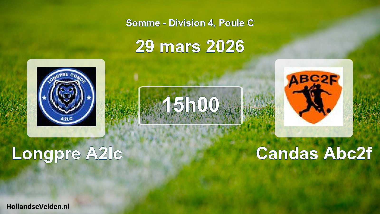 Match programmé: Longpre A2lc - Candas Abc2f (29 mars 2026)