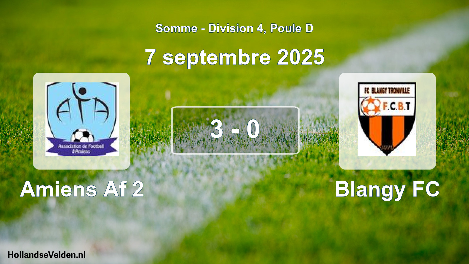Match joué: Amiens Af 2 - Blangy FC 3 - 0 (7 septembre 2025)
