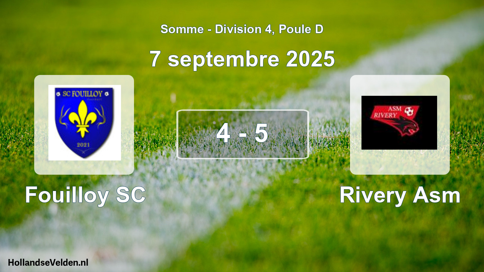 Total number of matches played: Fouilloy SC - Rivery Asm 4 - 5 (7 September 2025)
