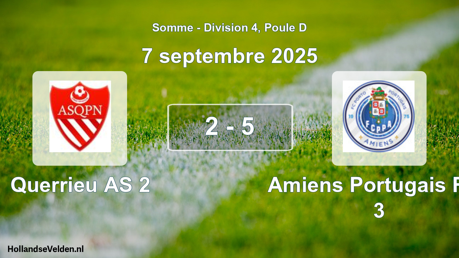 Gespeelde wedstrijd: Querrieu AS 2 - Amiens Portugais Fcp 3 2 - 5 (7 september 2025)