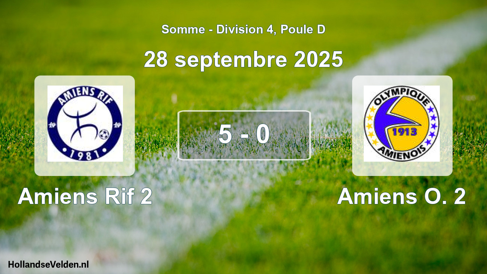 Match joué: Amiens Rif 2 - Amiens O. 2 5 - 0 (28 septembre 2025)