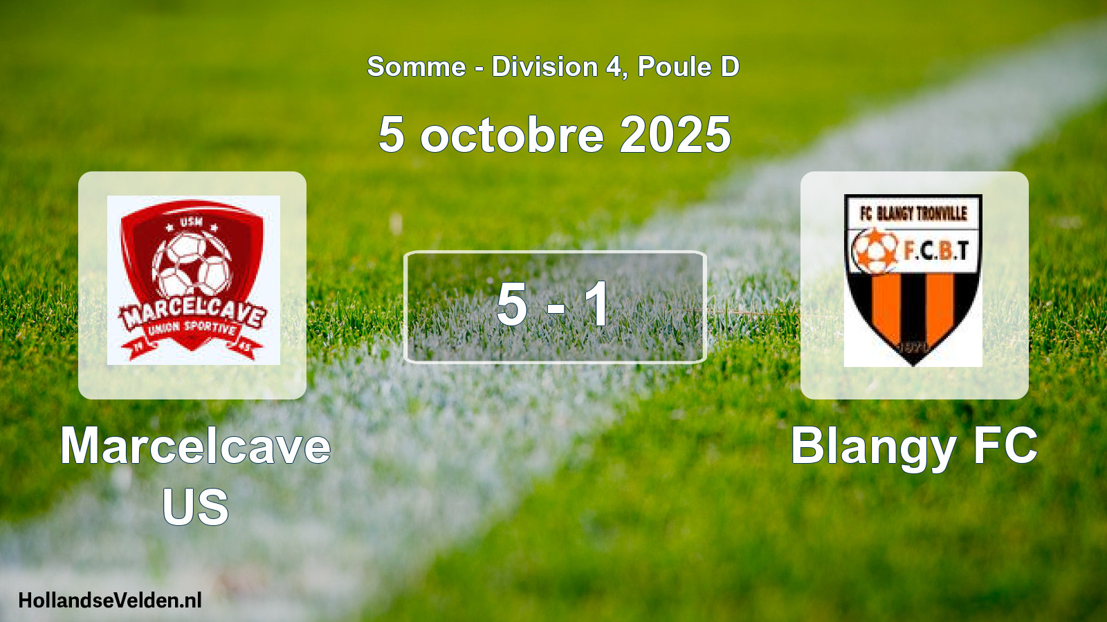 Match joué: Marcelcave US - Blangy FC 5 - 1 (5 octobre 2025)