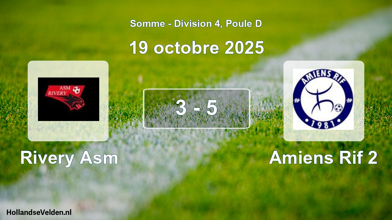 Total number of matches played: Rivery Asm - Amiens Rif 2 3 - 5 (19 October 2025)