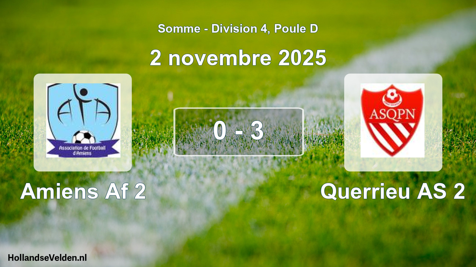 Match joué: Amiens Af 2 - Querrieu AS 2 0 - 3 (2 novembre 2025)