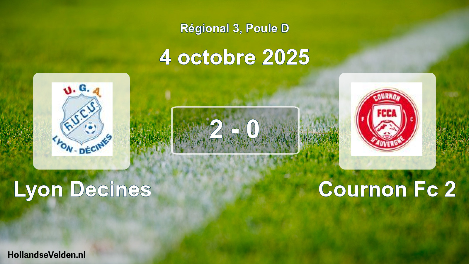 Gespeelde wedstrijd: Lyon Decines - Cournon Fc 2 2 - 0 (4 oktober 2025)
