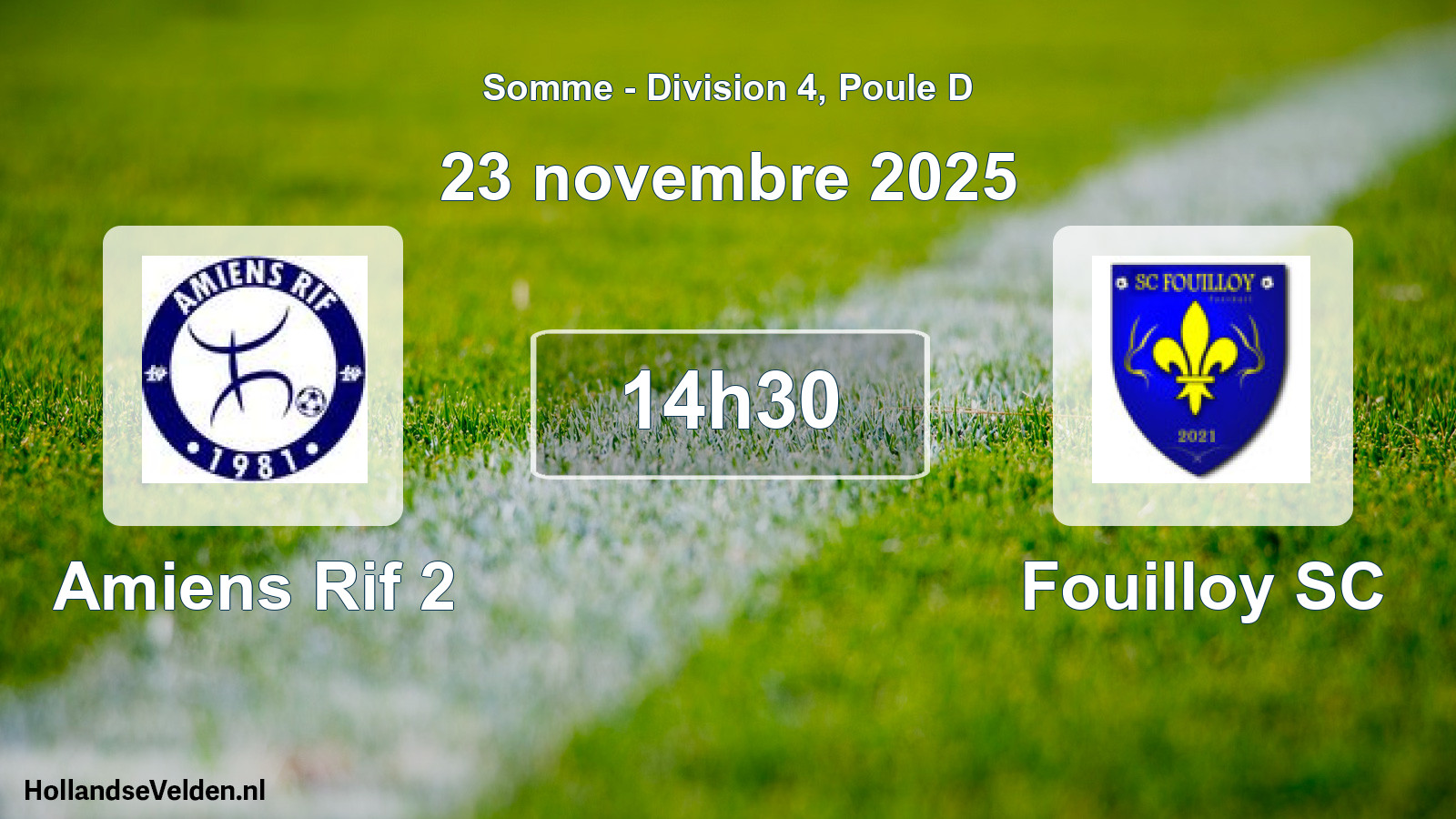 Match programmé: Amiens Rif 2 - Fouilloy SC (23 novembre 2025)