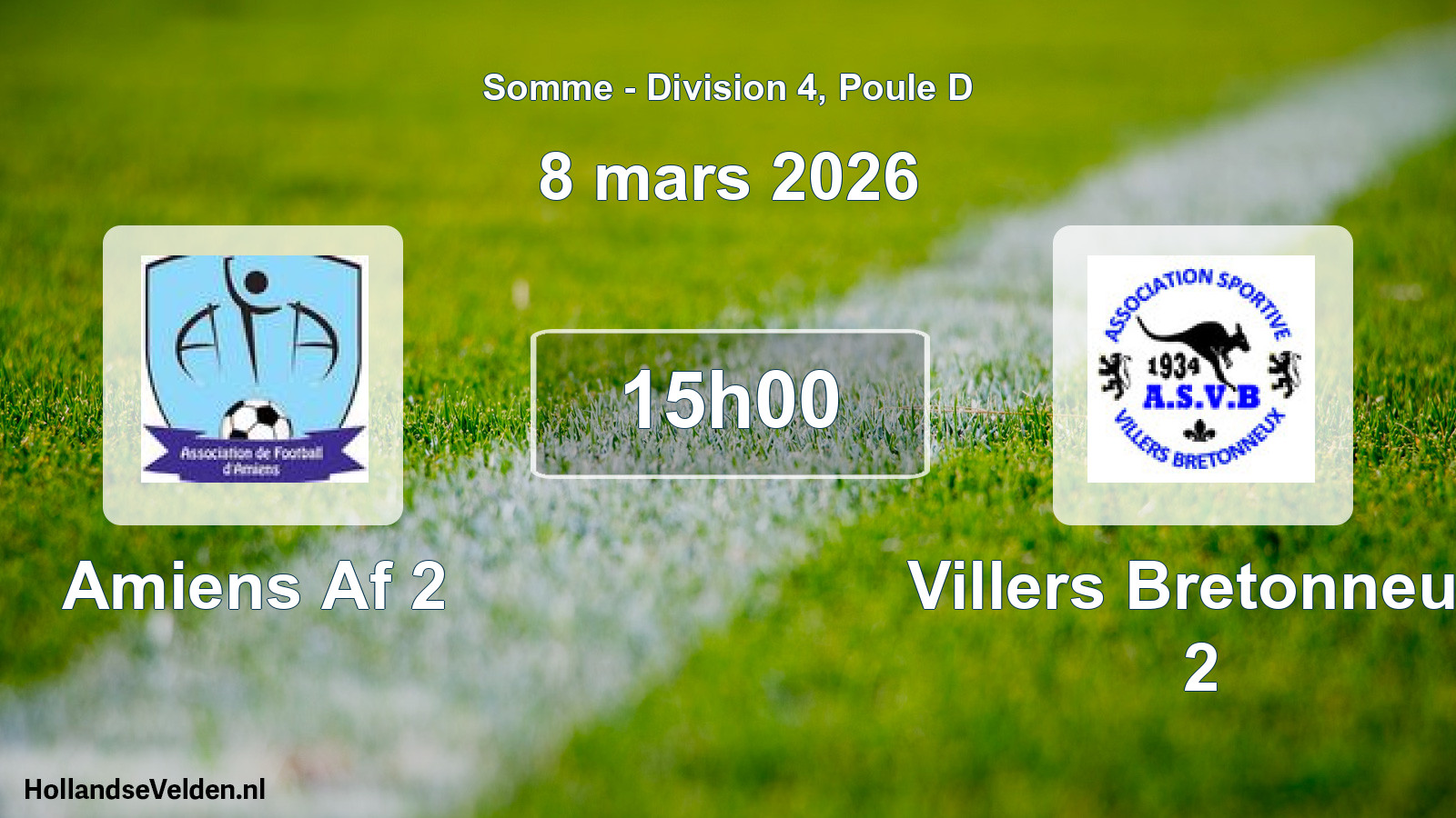 Geplande wedstrijd: Amiens Af 2 - Villers Bretonneux 2 (8 maart 2026)