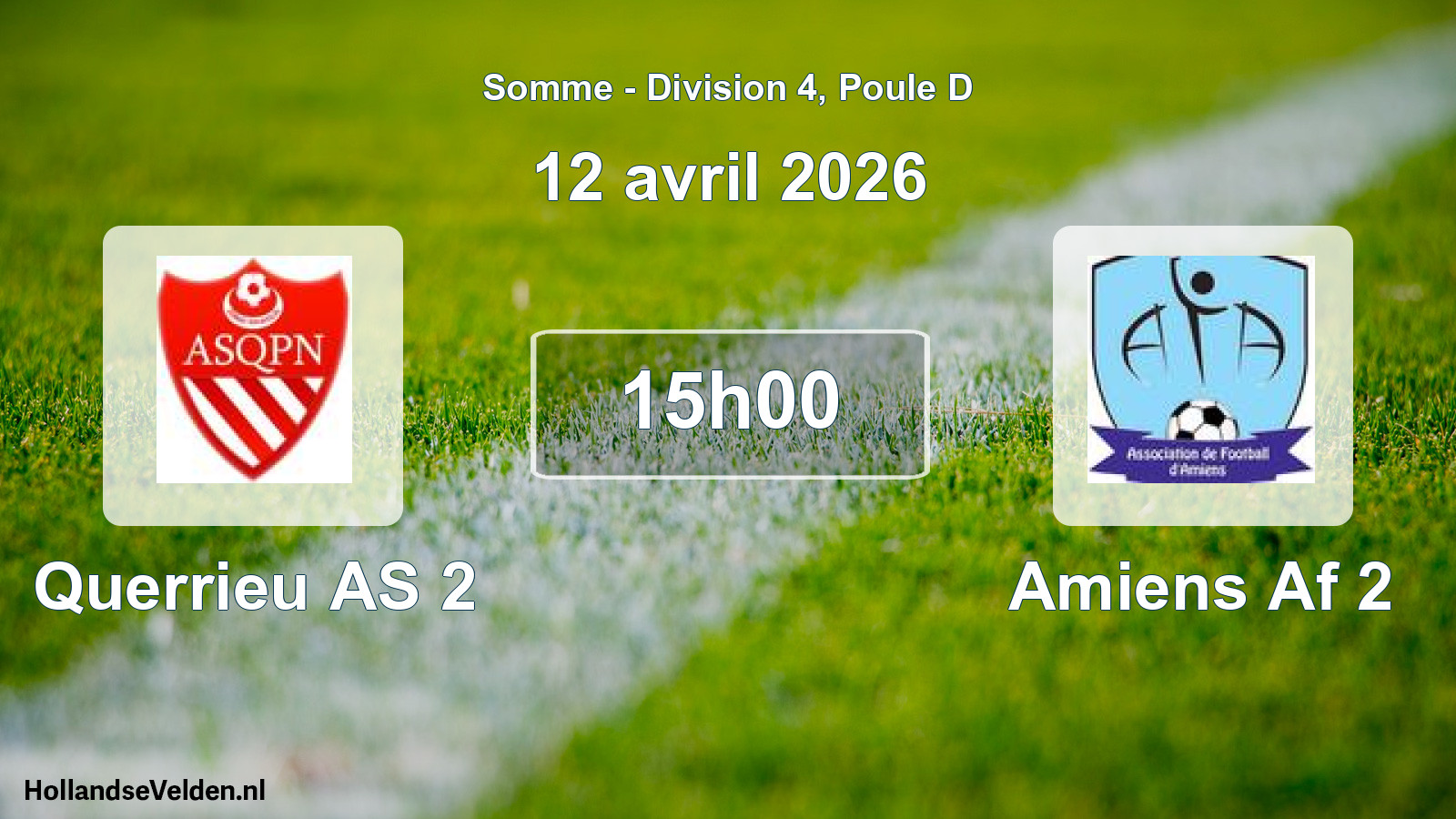 Match programmé: Querrieu AS 2 - Amiens Af 2 (12 avril 2026)