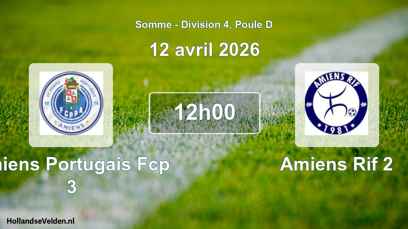 Match programmé: Amiens Portugais Fcp 3 - Amiens Rif 2 (12 avril 2026)