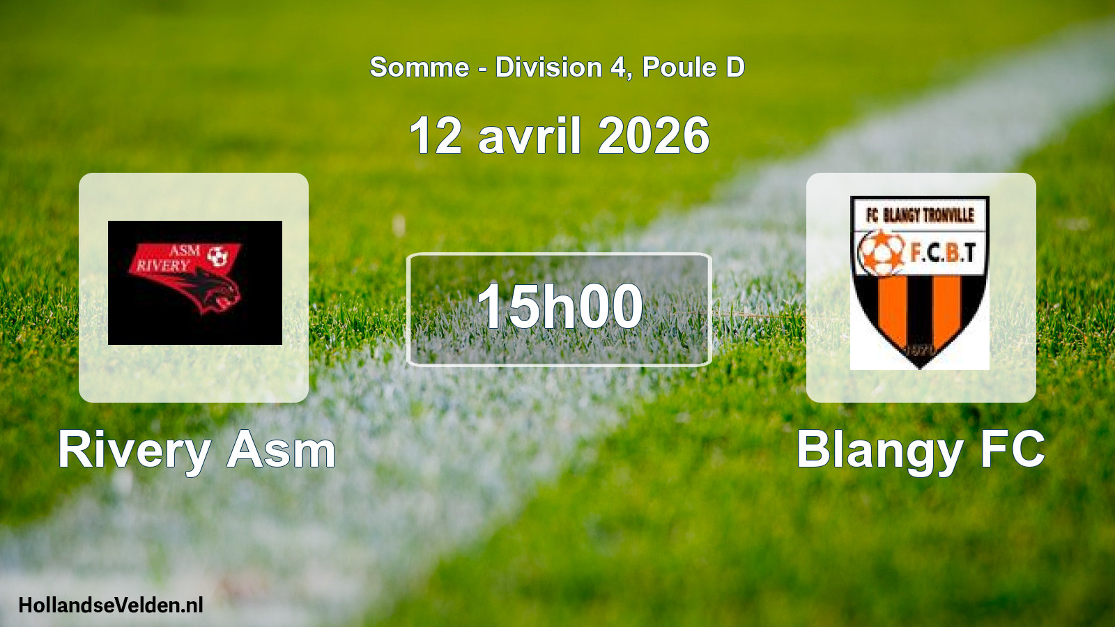 Match programmé: Rivery Asm - Blangy FC (12 avril 2026)
