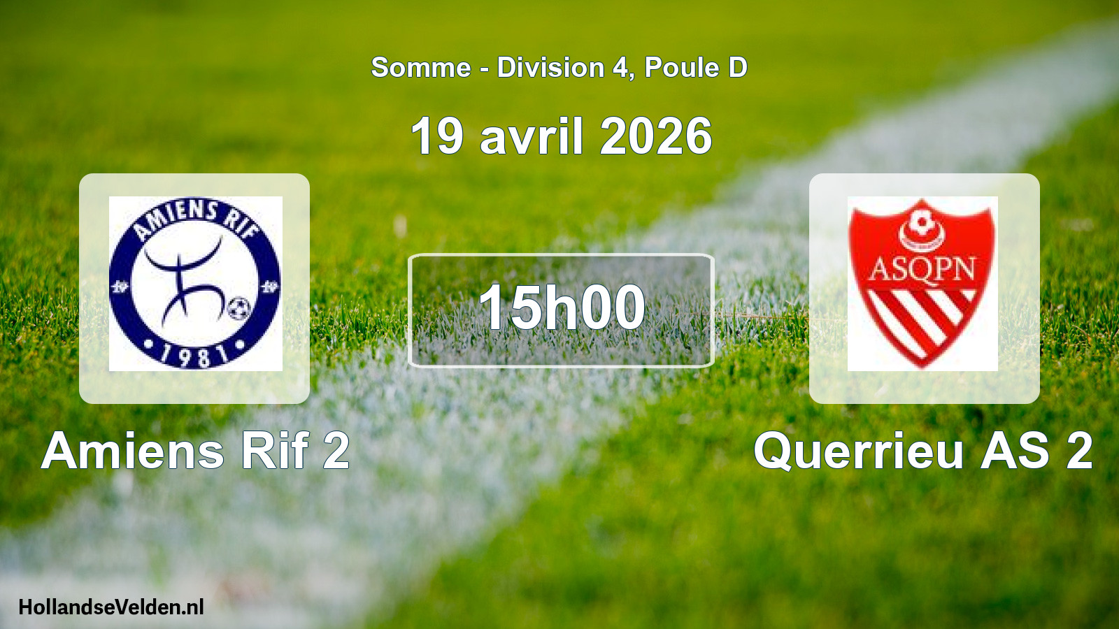 Match programmé: Amiens Rif 2 - Querrieu AS 2 (19 avril 2026)