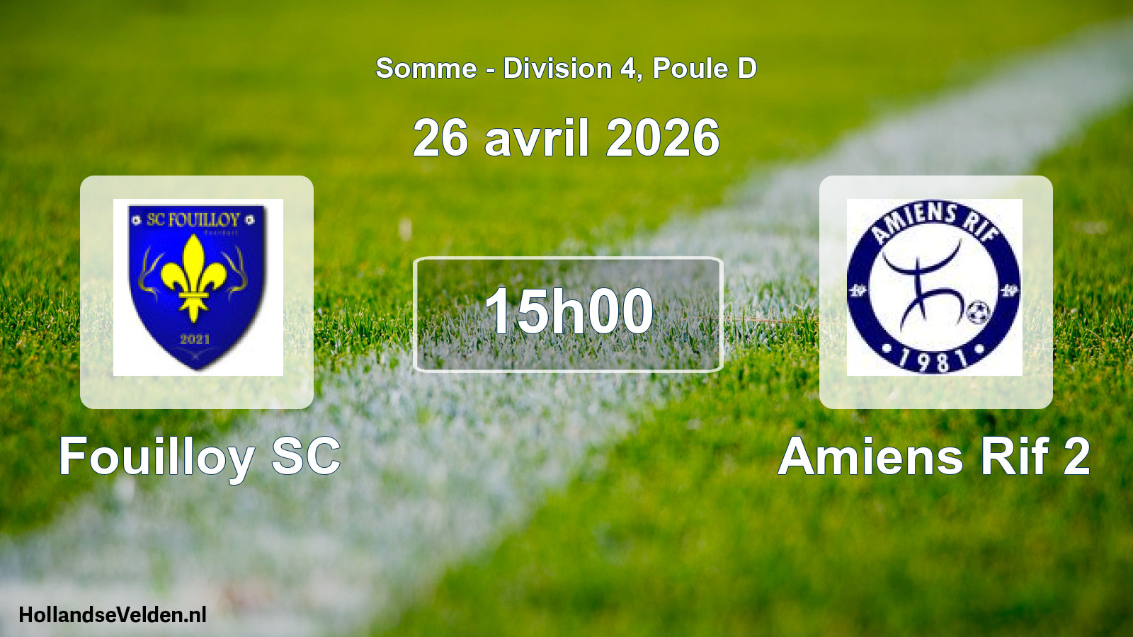 Match programmé: Fouilloy SC - Amiens Rif 2 (26 avril 2026)