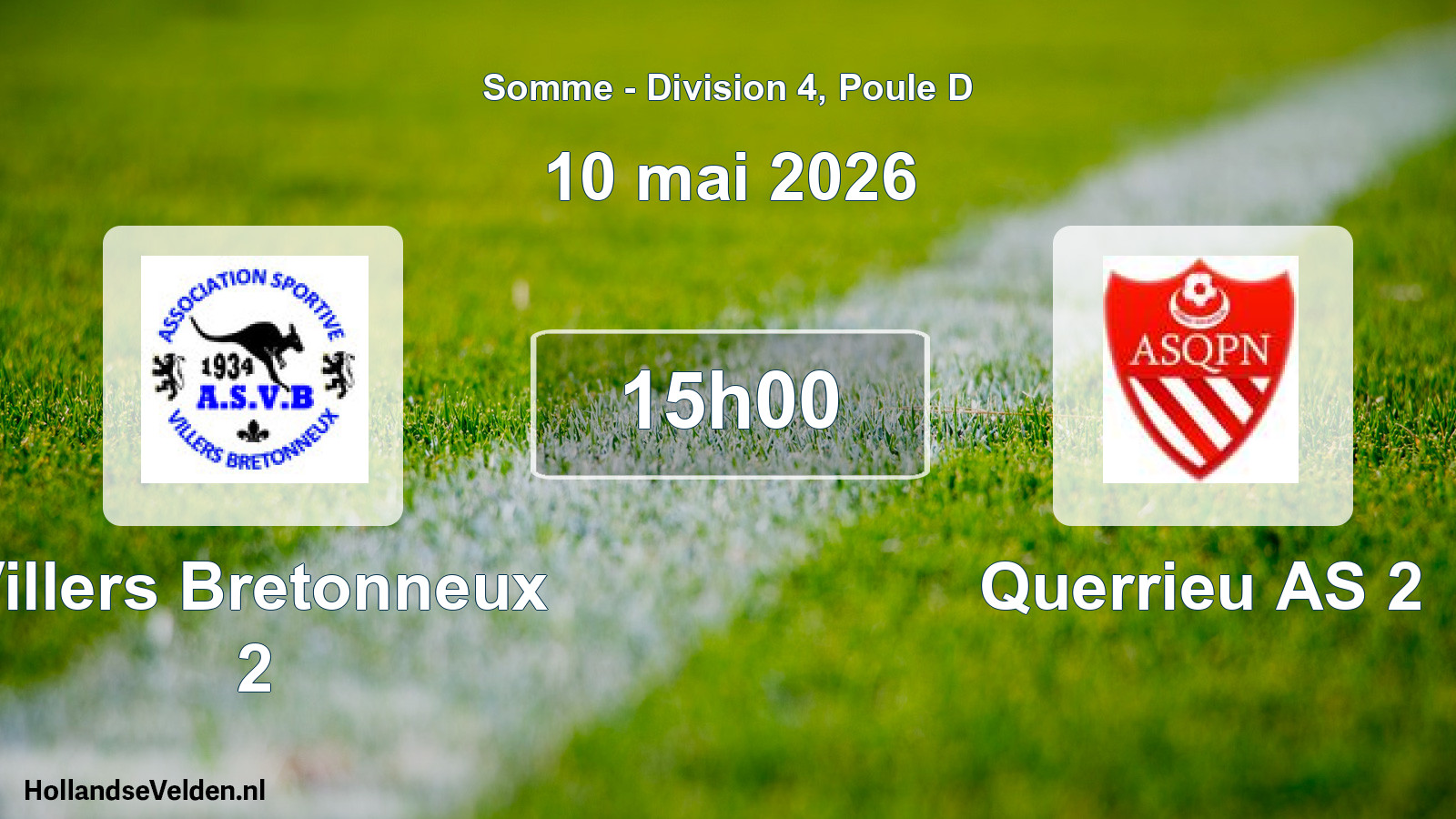Match programmé: Villers Bretonneux 2 - Querrieu AS 2 (10 mai 2026)