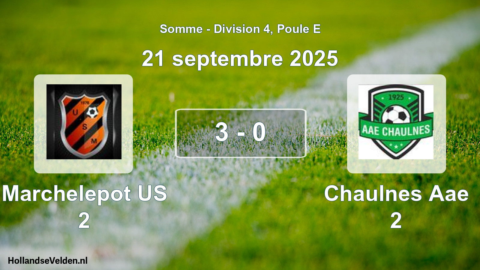 Match joué: Marchelepot US 2 - Chaulnes Aae 2 3 - 0 (21 septembre 2025)
