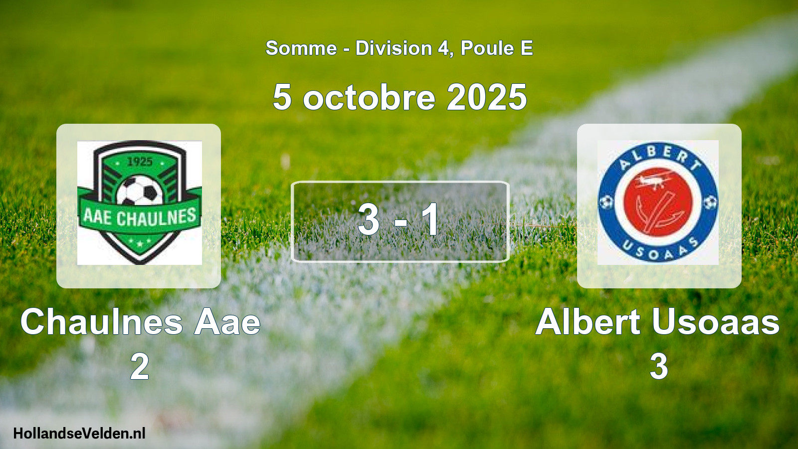 Match joué: Chaulnes Aae 2 - Albert Usoaas 3 3 - 1 (5 octobre 2025)