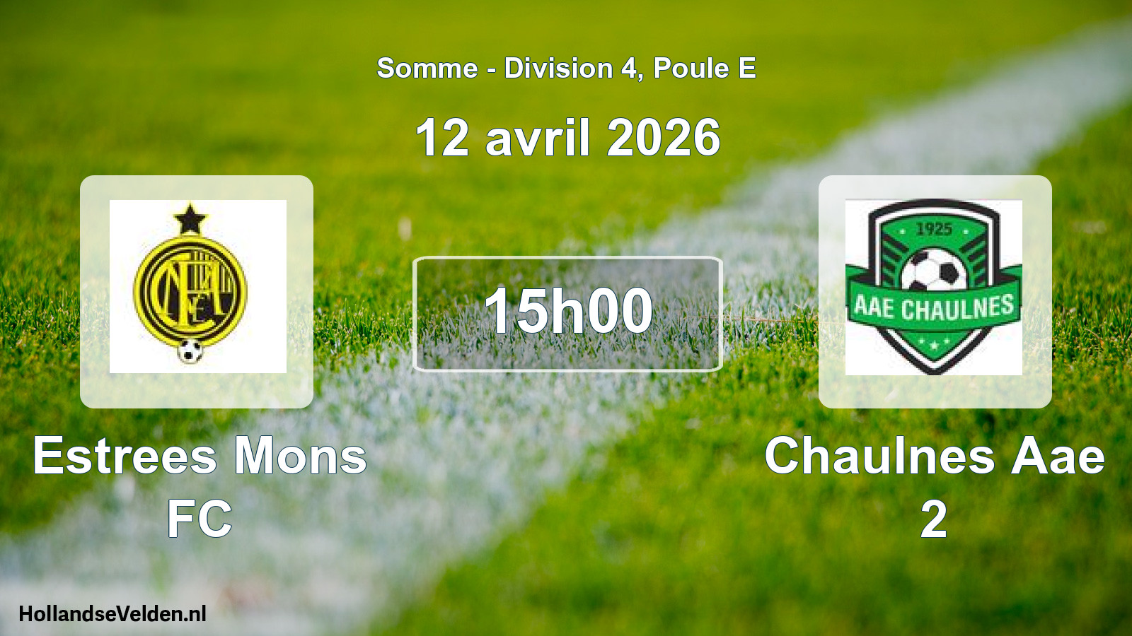Match programmé: Estrees Mons FC - Chaulnes Aae 2 (12 avril 2026)