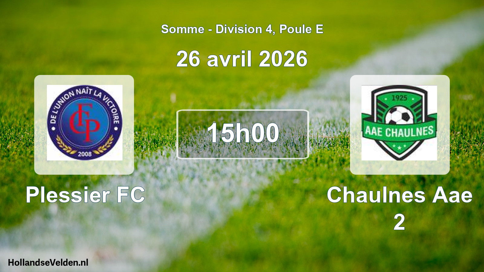 Match programmé: Plessier FC - Chaulnes Aae 2 (26 avril 2026)