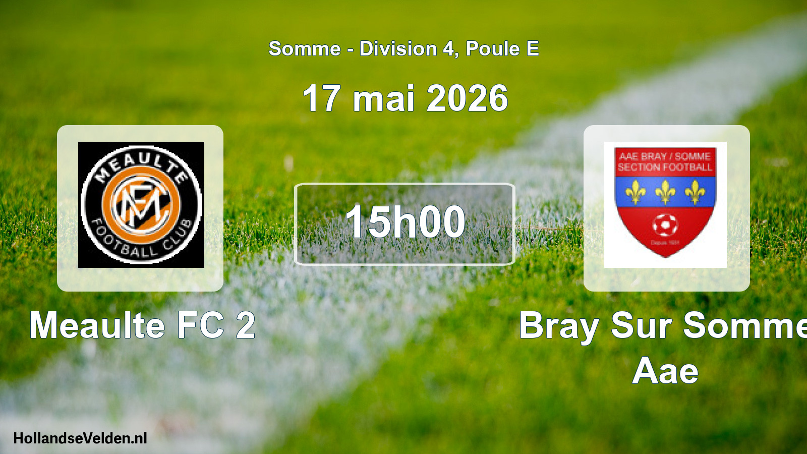 Match programmé: Meaulte FC 2 - Bray Sur Somme Aae (17 mai 2026)