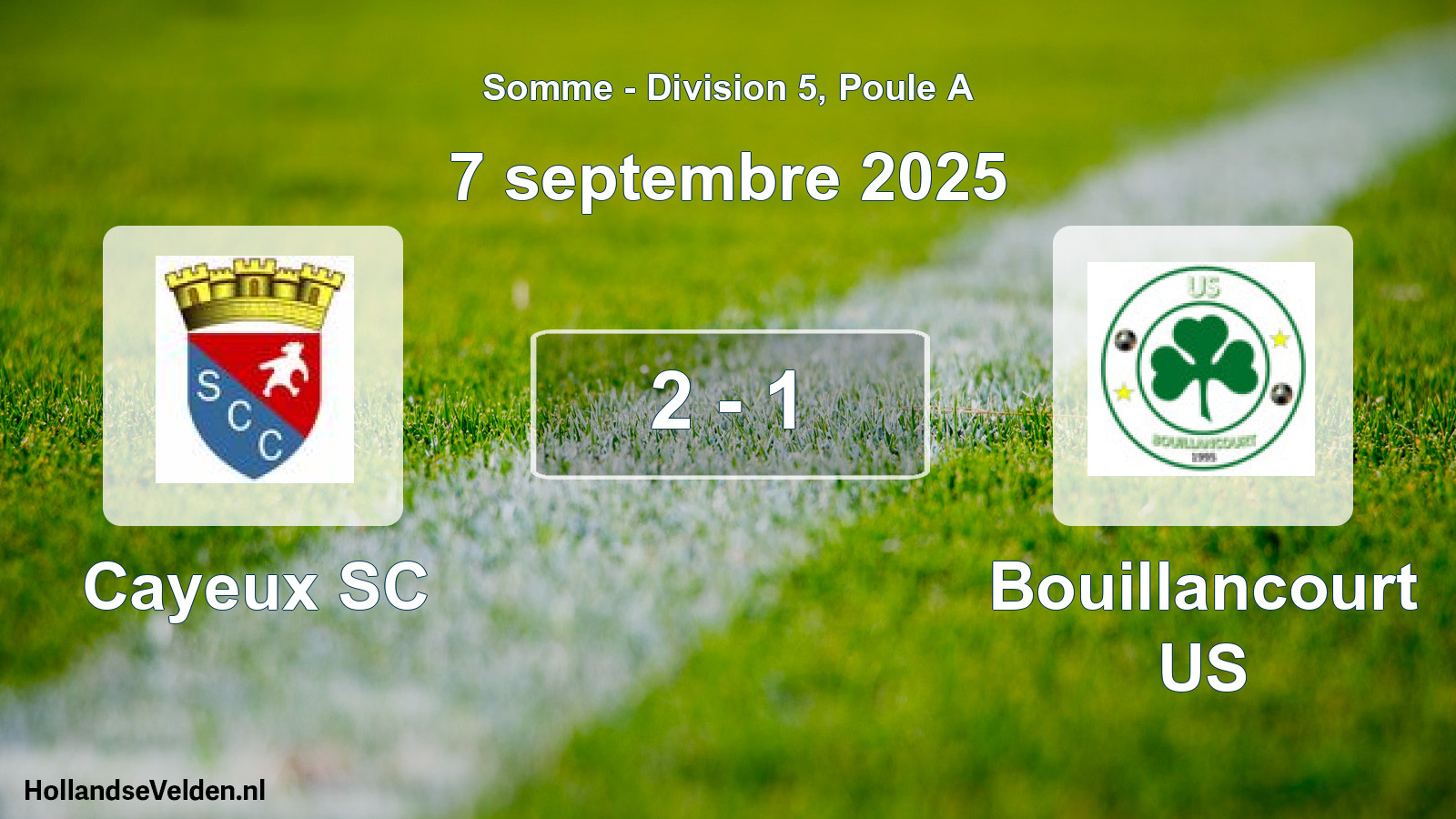 Gespeelde wedstrijd: Cayeux SC - Bouillancourt US 2 - 1 (7 september 2025)